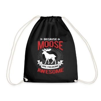 Elk Moose Deer Antler Reindeer Deer Gift - Drawstring Bag - black - Front
