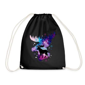 Elk Moose Deer Antler Reindeer Deer Gift - Drawstring Bag - black - Front