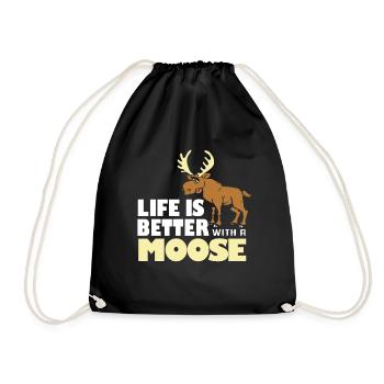 Elk Moose Deer Antler Reindeer Deer Gift - Drawstring Bag - black - Front