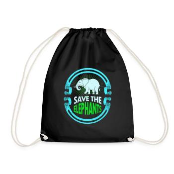 Elefant - Turnbeutel - Schwarz - Vorne