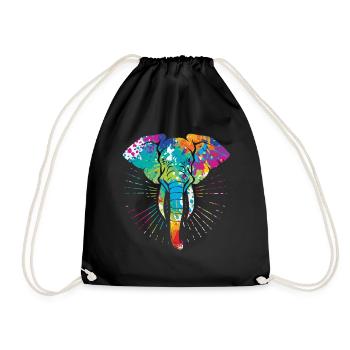 Elefant - Turnbeutel - Schwarz - Vorne