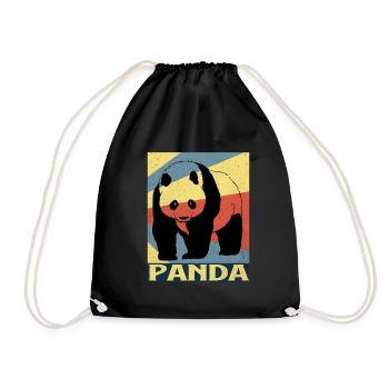 Panda - Turnbeutel - Schwarz - Vorne