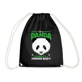Panda - Turnbeutel - Schwarz - Vorne