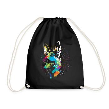 German Shepherd Dog Guard Dog IPO Service Dog - Drawstring Bag - black - Front