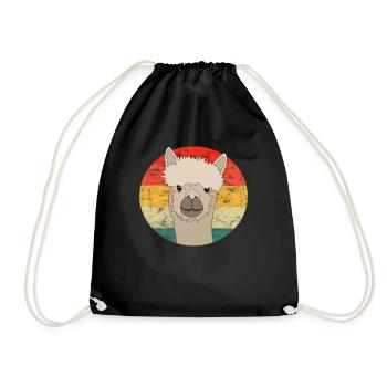 Llama alpaga retro decoration vintage - Sac de sport léger - noir - Devant