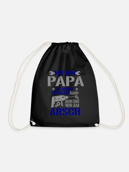 Papa kann es reparieren Geschenk Shirt - Turnbeutel - Schwarz