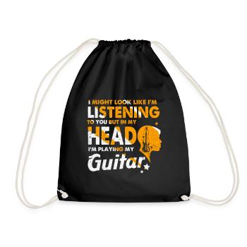 guitar - Drawstring Bag - black - Front