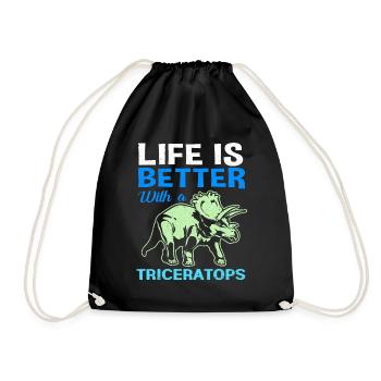 Triceratops - Drawstring Bag - black - Front