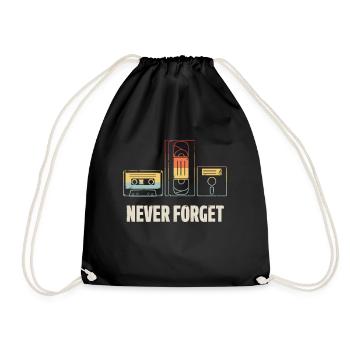 Never forget Video Floppy Disc Audio Cassette - Turnbeutel - Schwarz - Vorne