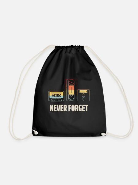 Never forget Video Floppy Disc Audio Cassette - Turnbeutel - Schwarz