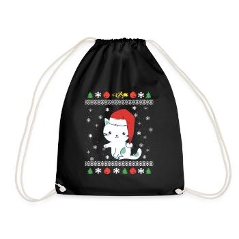 Sweet Santa Nicholas cat Ugly Christmas - Drawstring Bag - black - Front