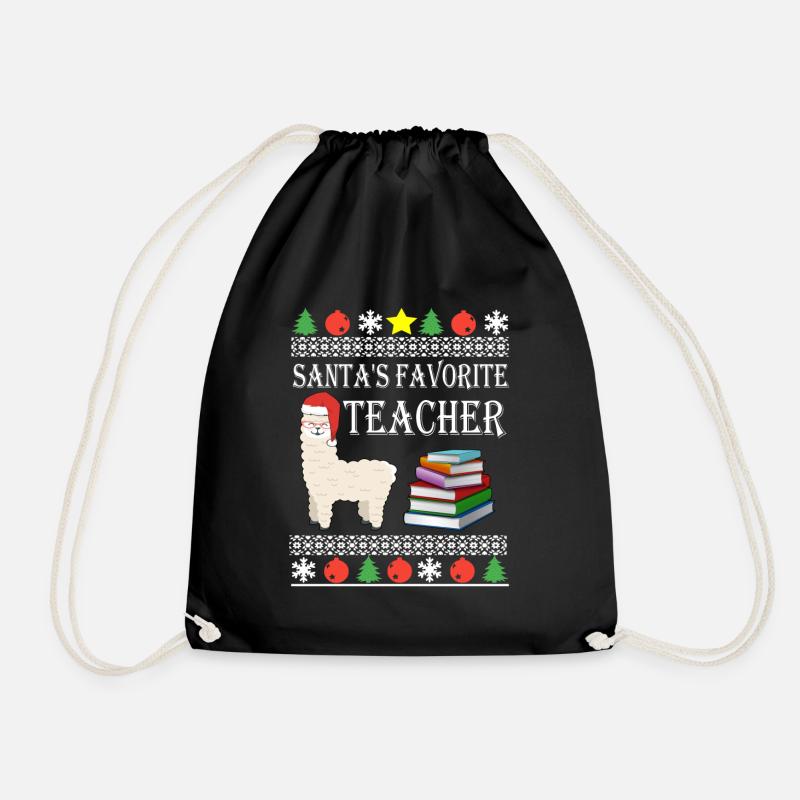 Santa's Lieblings Lehrer Lama X-Mas Ugly Sweater - Turnbeutel - Schwarz