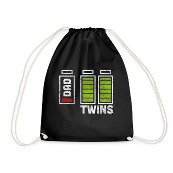 Zwillinge Vater Batwerie Geschenk Dad Twins - Turnbeutel - Schwarz - Vorne
