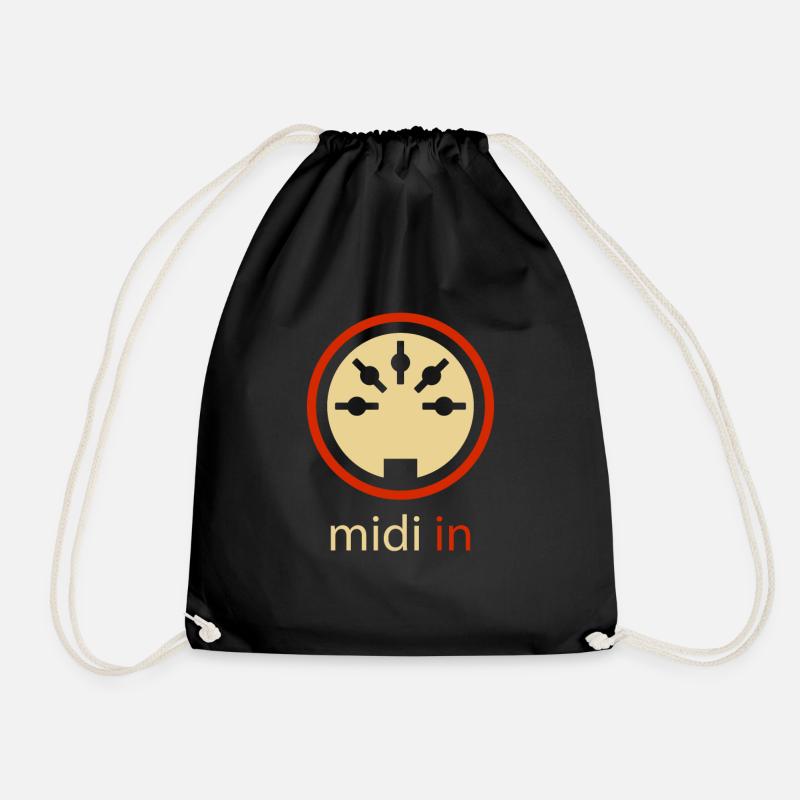 Midi In 5-pin DIN Audio Synthesizer Vintage Stereo - Drawstring Bag - black