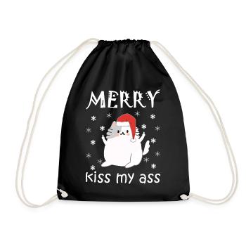 Merry Kiss My Ass Anti Christmas Ugly Christmas - Drawstring Bag - black - Front