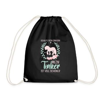 Irish Tinker Gypsy Cob Vanner Pferd Reiter Stall - Turnbeutel - Schwarz - Vorne