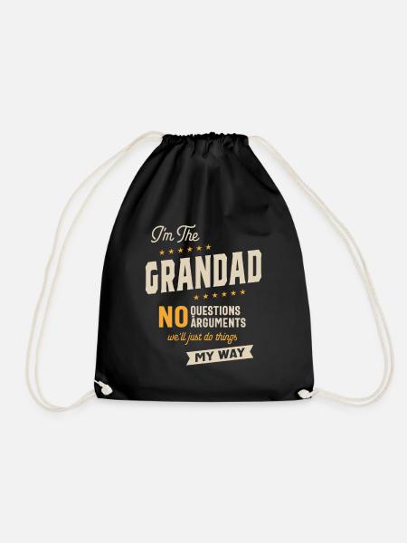 Grandad Way Funny Grandpa Father's Day - Drawstring Bag - black
