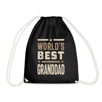 Mens World's Best Granddad Grandpa Gift - Drawstring Bag - black - Front