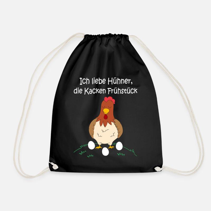 Ich Liebe Hühner Die Kacken Frühstück Bauer Ei - Turnbeutel - Schwarz