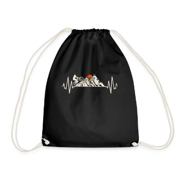 Mountain bike heartbeat uphill downhill MTB mountains - Drawstring Bag - black - Front