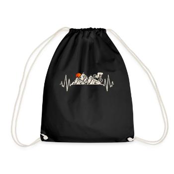 Mountain bike heartbeat uphill downhill MTB mountains - Drawstring Bag - black - Front