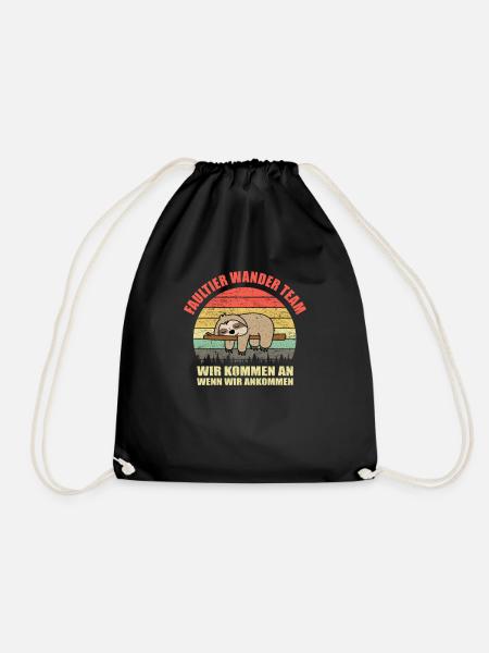 Faultier Wander Team Retro Vintage Wandern Gruppe - Turnbeutel - Schwarz