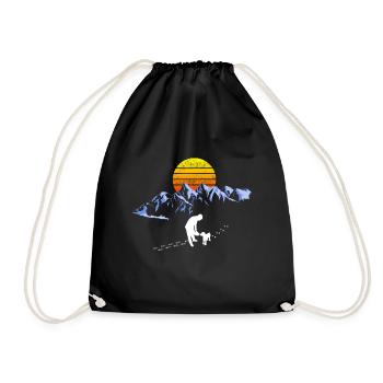 Berge Hund Wandern Bergsteigen Gassi Geschenk - Turnbeutel - Schwarz - Vorne