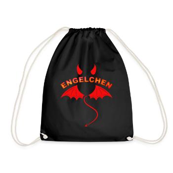 Teufel als Engelchen Lustiges Teufelchen Kostüm - Turnbeutel - Schwarz - Vorne