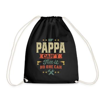Mens If Pappa Can't Fix It Papa Gift - Drawstring Bag - black - Front