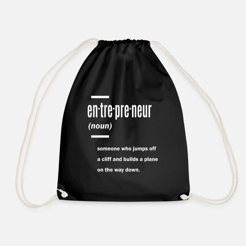 Entrepreneur Definition Gift Ideas - Drawstring Bag - black