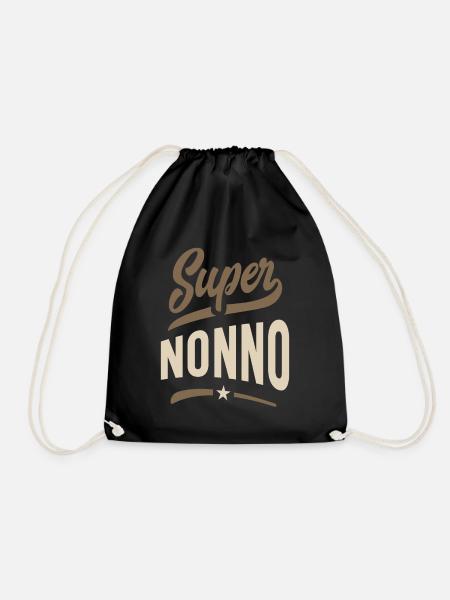 Mens Super Nonno Grandpa Gift - Drawstring Bag - black