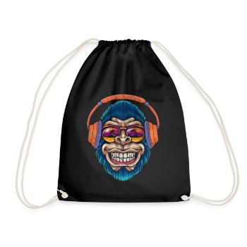 Monkey DJ monkey - Drawstring Bag - black - Front