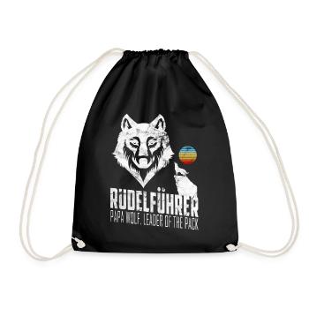 Rudelführer Wolf Vatertag Rudel Vintage Papa Wolf - Turnbeutel - Schwarz - Vorne