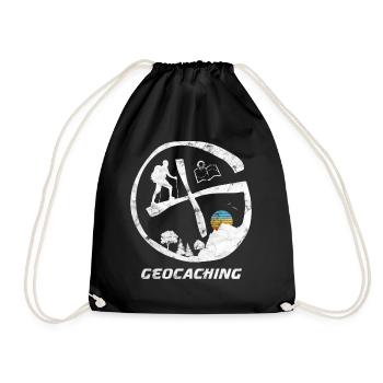 Geocaching GPS Geo Cachen Vintage - Drawstring Bag - black - Front