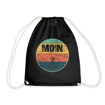 Moin Norddeutsch Anker Vintage Retro Distressed - Turnbeutel - Schwarz - Vorne