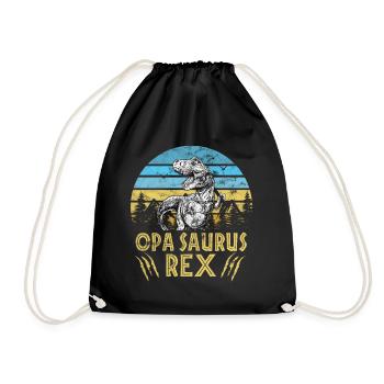 Opa Opasaurus Familie Vintage Retro Dinosaurier - Turnbeutel - Schwarz - Vorne