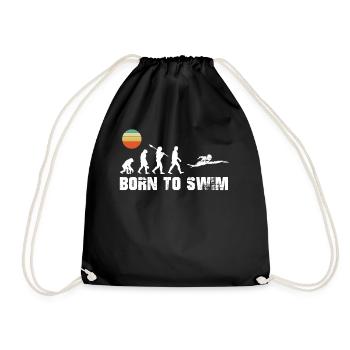 Born to Swim Swimming Evolution Gift Vintage - Drawstring Bag - black - Front