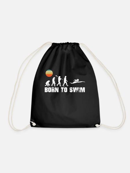 Born to Swim Schwimmen Evolution Geschenk Vintage - Turnbeutel - Schwarz