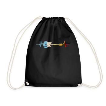 Geschenk Herzschlag Gitarre Vinatge - Turnbeutel - Schwarz - Vorne