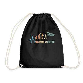 Model flight Sport Evolution Pilot Airplane Vintage - Drawstring Bag - black - Front