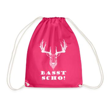 Basst Scho! Bayern Elch Hirsch Bayrisch - Turnbeutel - Fuchsia - Vorne