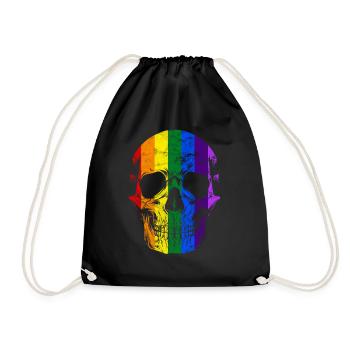 Crâne arc-en-ciel arc-en-ciel LGBT - Sac de sport léger - noir - Devant