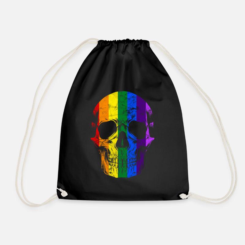 Rainbow Regenbogen Totenkopf LGBT - Turnbeutel - Schwarz