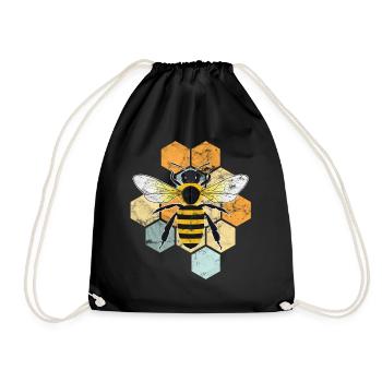 Bee beekeeper vintage gift - Drawstring Bag - black - Front