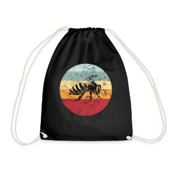 Bee beekeeper vintage gift - Drawstring Bag - black - Front