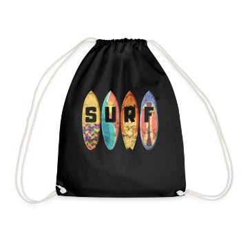 Surf Wellenreiten Surfer Surfen Geschenk - Turnbeutel - Schwarz - Vorne