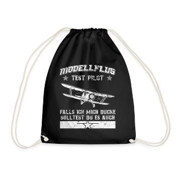 Modellflug Testpilot Wenn Ich Mich Ducke Vintage - Turnbeutel - Schwarz - Vorne
