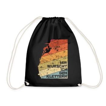 Mir Wurscht Ich geh Klettern Vintage - Turnbeutel - Schwarz - Vorne