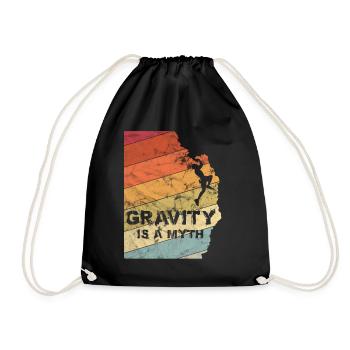Gravity is a Myth Bouldering Climbing Vintage Gift - Drawstring Bag - black - Front