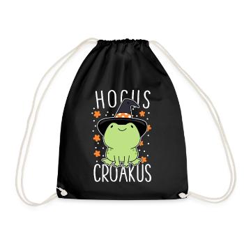 Lustige Halloween Frosch süße Hocus Croakus Hexe Hut - Turnbeutel - Schwarz - Vorne